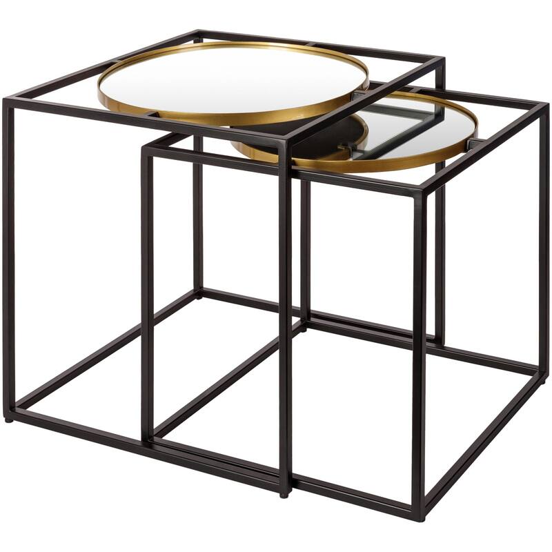 Karley Nesting Mirrored End Tables - 21"H x 21"W x 21"D, 19"H x 19"W x 19"D