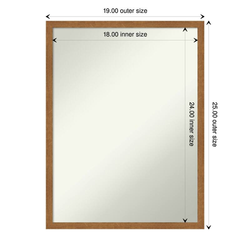 Non-Beveled Wood Bathroom Wall Mirror - Carlisle Blonde Narrow Frame - 19 x 25 in - Carlisle Blonde Narrow