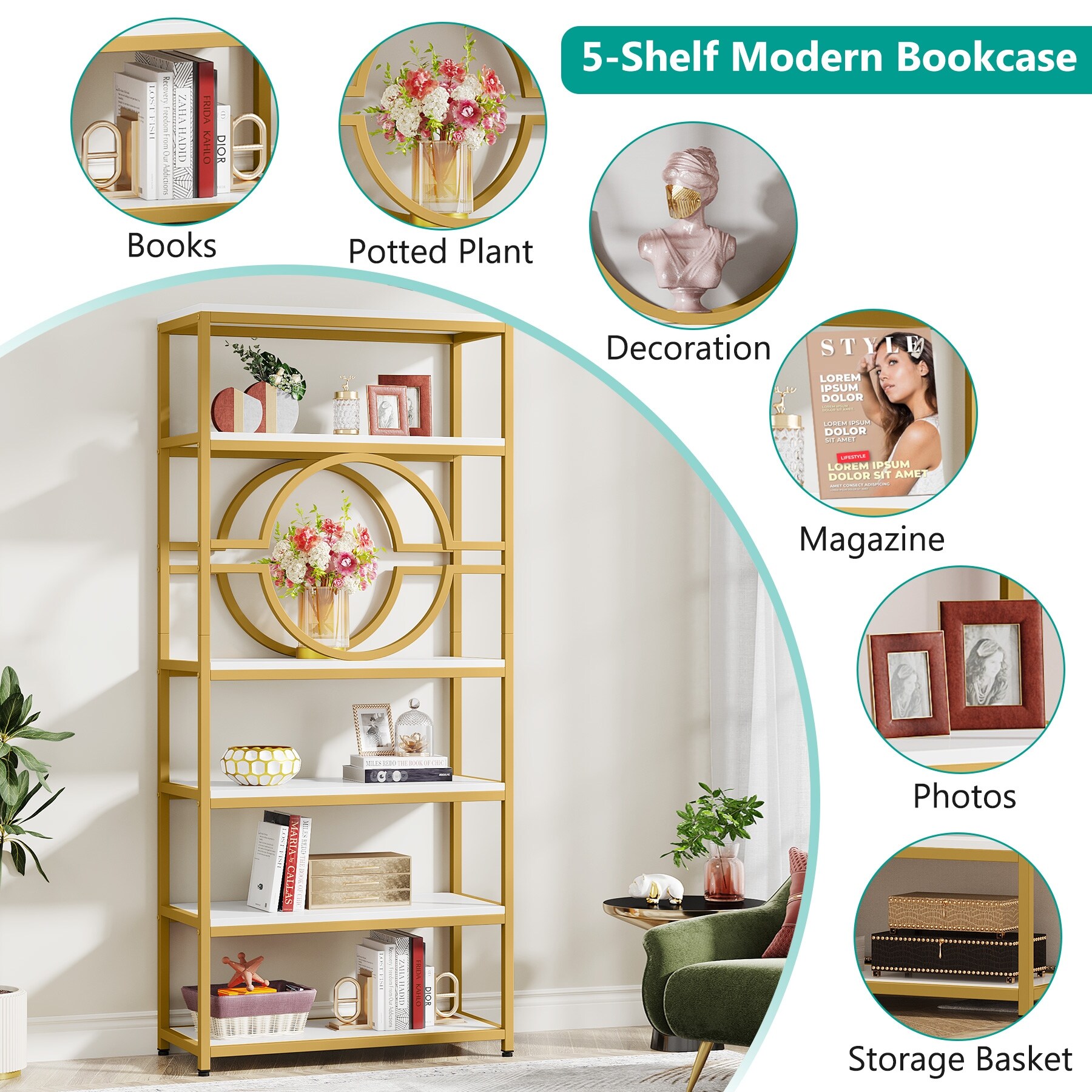 6 Tier Bookshelf 74.2