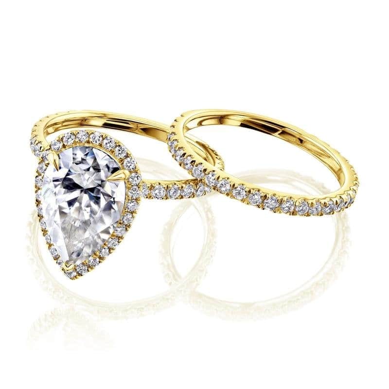 Kobelli Signature Collection 4.5 Carats Moissanite & Diamond 14k Solid Gold Near Eternity Halo Paige 2pc Bridal Set