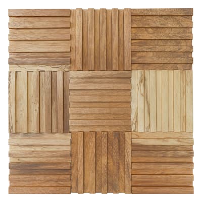 11 7/8"W x 11 7/8"H x 1/2"P Pioneer Wood Mosaic Wall Tile, Old Boat Wood - 11 7/8"W x 11 7/8"H x 1/2"P