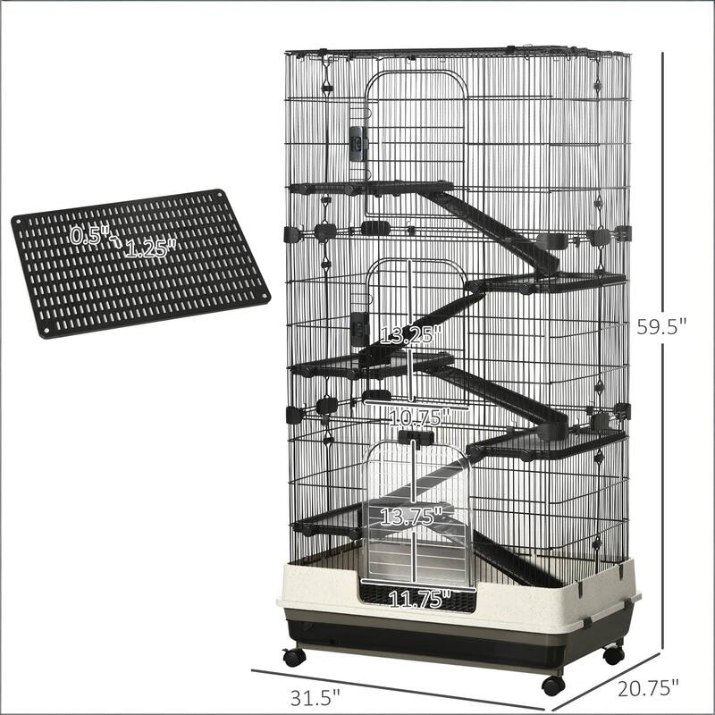 Small Animal Rabbit Cage,Spacious Pet House is designed for convenient cleaning - Black,White