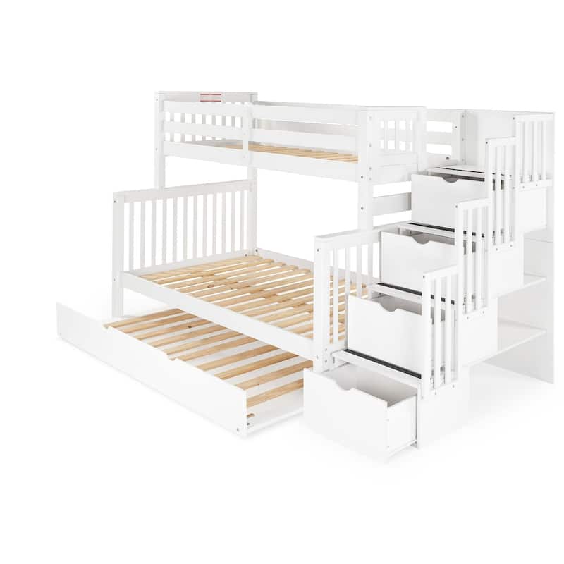 Taylor & Olive Trillium Twin over Full Stairway Bunk Bed, Twin Trundle