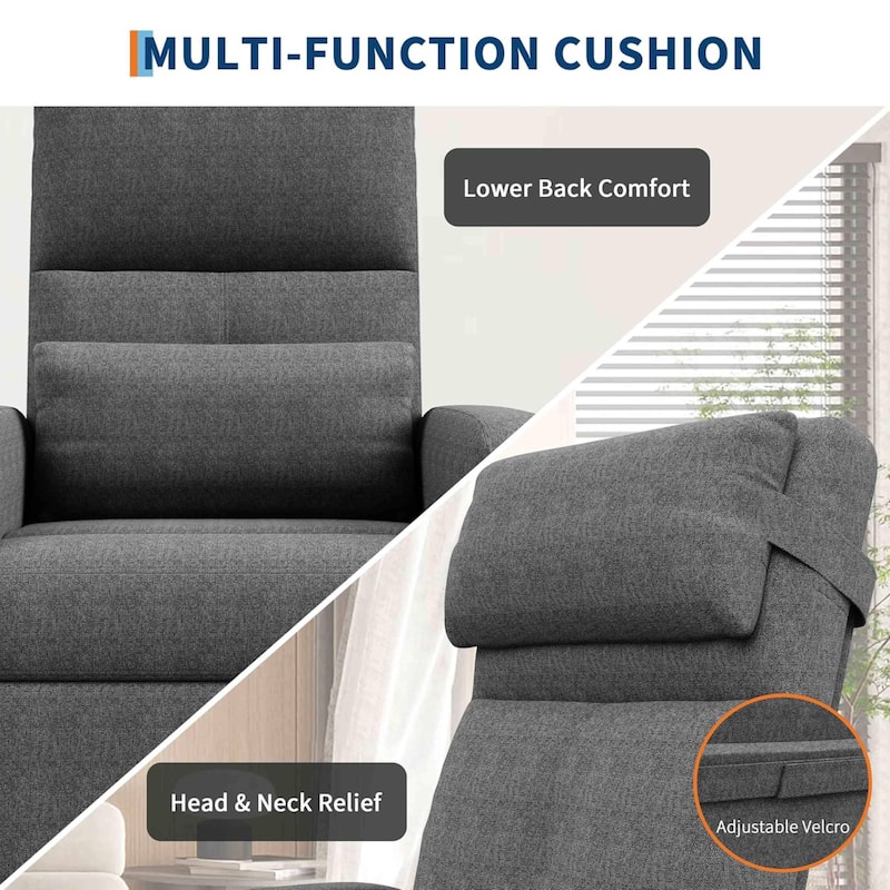 Adjustable Electric Linen Power Recliner Chair, Single Sofa with 2 Side Pockets and USB Port