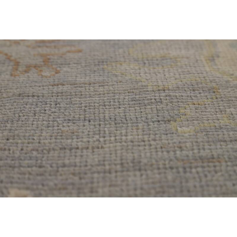 Hand Knotted Oriental 100% Wool Carpet Transitional All-Over Greys & Charcoal Oushak Area Rug - 12' 4'' X 9' 3''