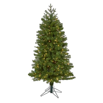 5ft. Spruce Artificial Christmas Tree with 200 Warm White Lights and 461 Bendable Branches - Perfect Small-Space Tree