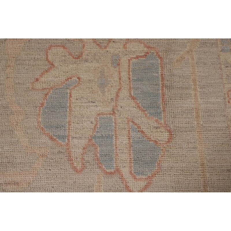 Vegetable Dye Oushak Area Rug Handmade Beige Wool Carpet - 8'11" x 12'0"