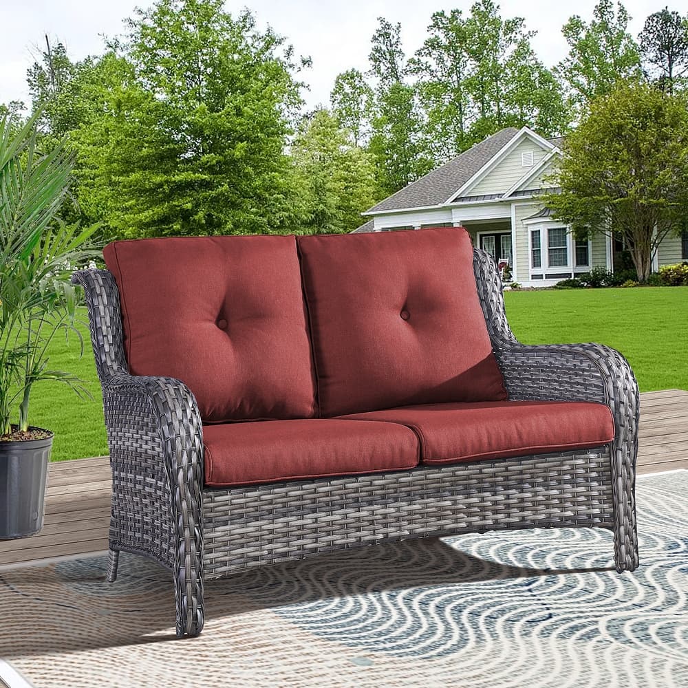 Gymojoy Patio Loveseat Sofa with Cuhsion
