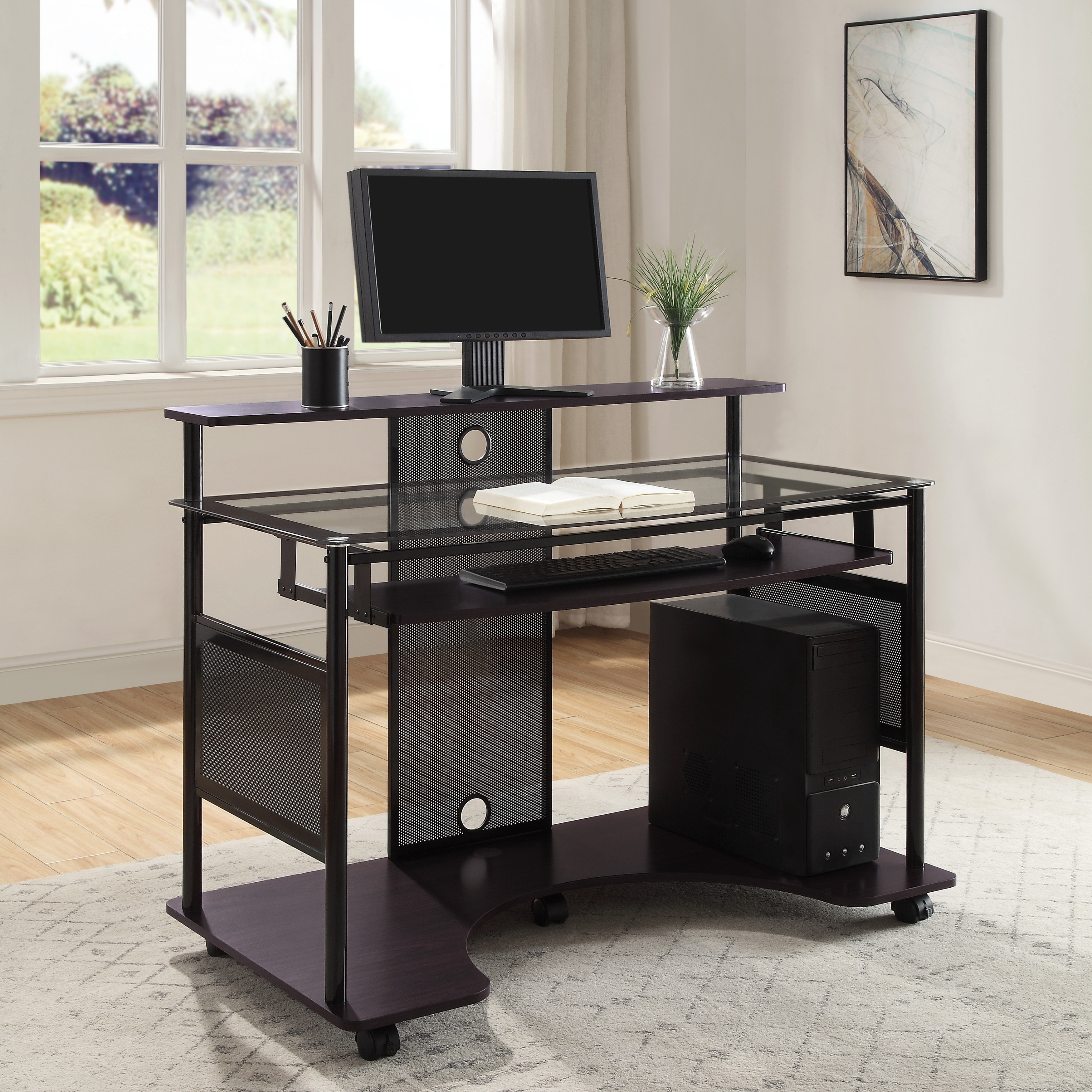 Z line designs mobile workstation desk black 2025