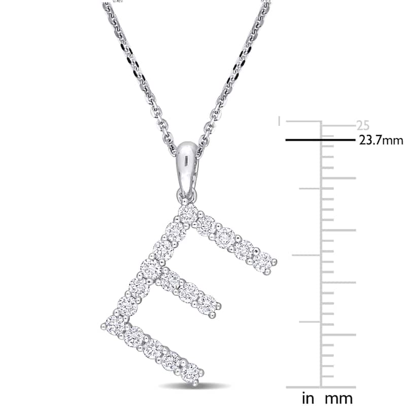 Miadora 1ct TDW Diamond 'E' Initial Necklace in 10k White Gold