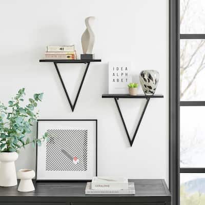 Danya B. Contemporary Decorative Triangle Accent Wall Shelf Set of 2 - Reversible Configuration