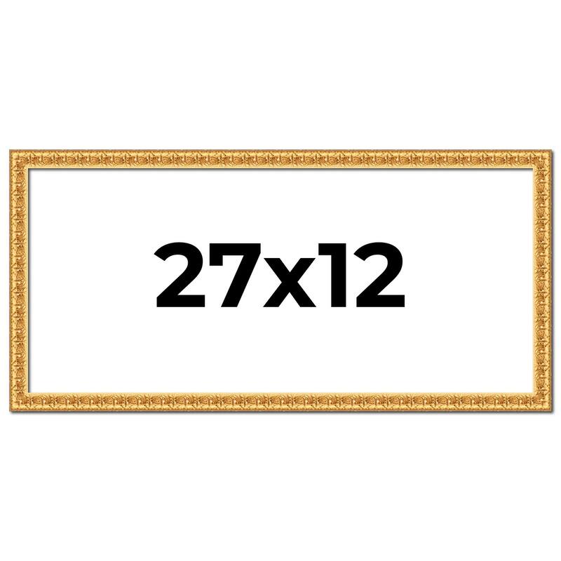 27x12 Frame Gold Real Wood Picture Frame Width 1 inches | Interior