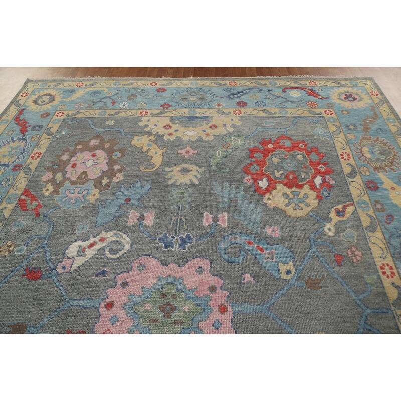 Gray & Blue Oushak Oriental Area Rug Handmade Wool Carpet - 8'11"x 11'8"