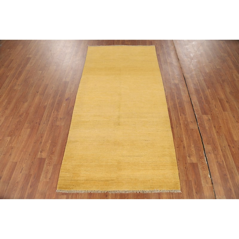 Yellow Gabbeh Oriental Runner Rug Hand-Knotted Wool Carpet - 3'4"x 6'8"