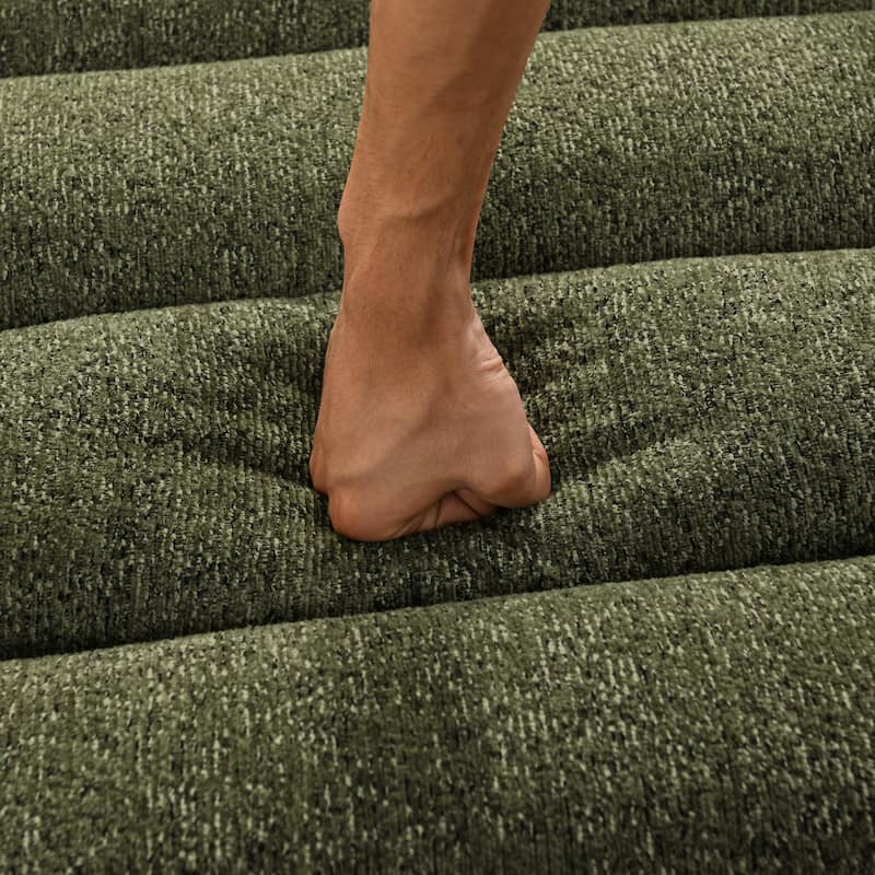 Modular Sectional Sofa with L-Shape Chaise Lounge, Chenille Upholstered Boneless Couches, Corner Sofa with Wave-Shaped Armrest