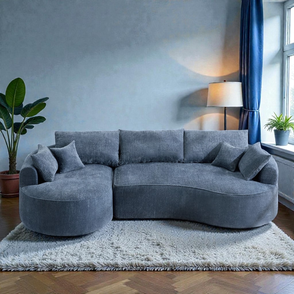 124.5 Inch Oversized Cloud Sofa, Modern Boneless Chenille Couch with Pillows, No Assembly Sofa for Living Room