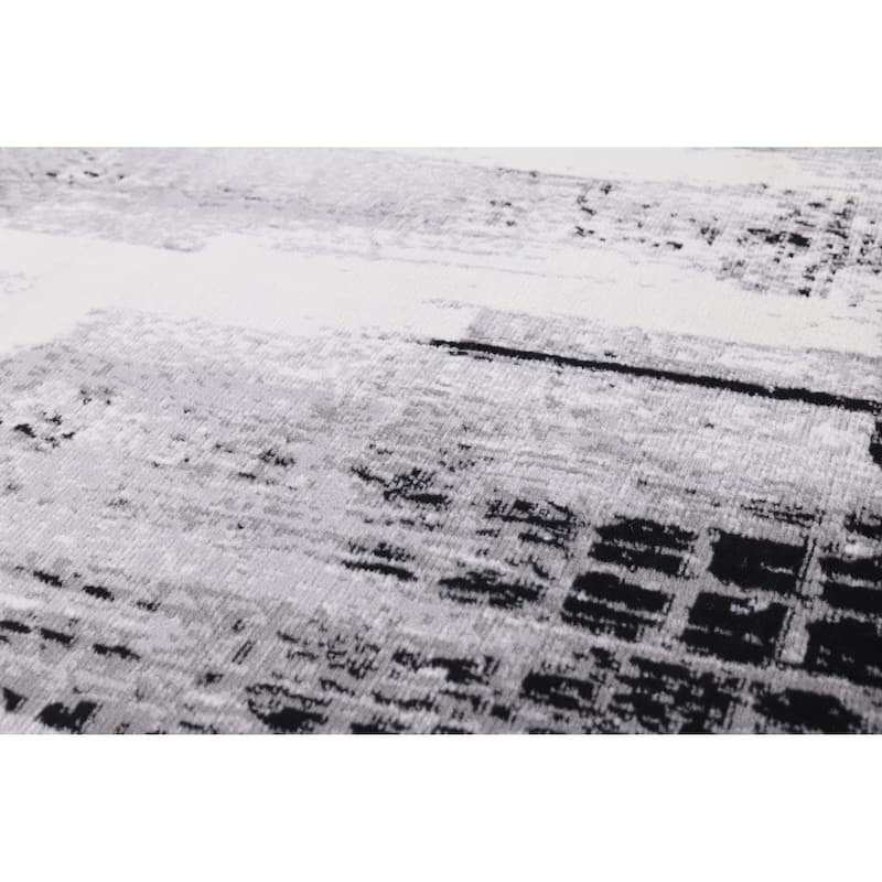 Dream Collection Abstract Moroccan Motif Black and Grey Rug