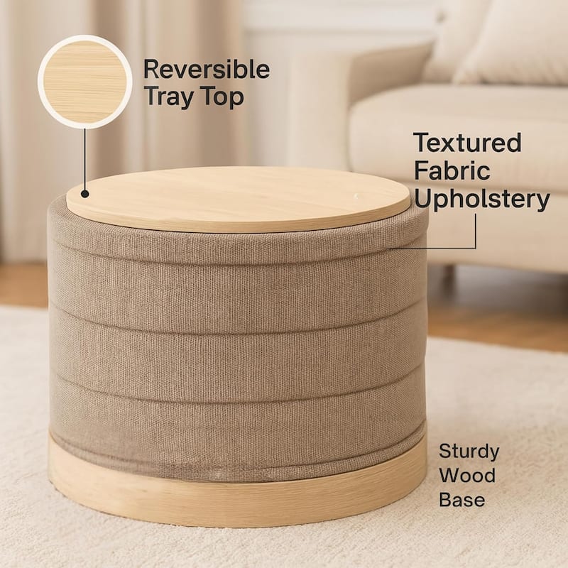Modern Linen Storage Ottoman with Hidden Storage and Tray Top
