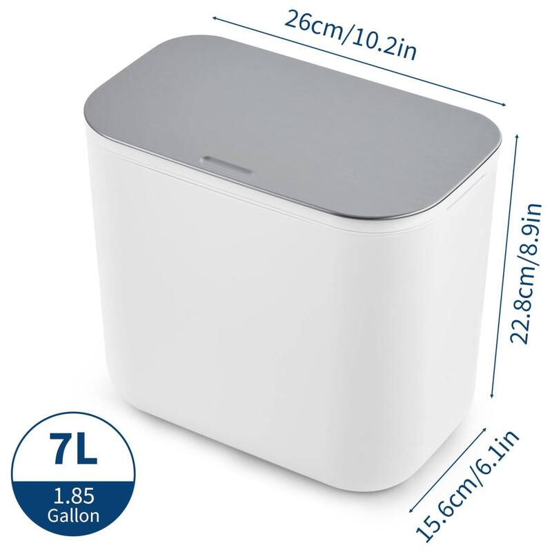 1.85 Gallon Compost Bin Hanging Trash Can with Stainless Steel Lid for Kitchen、Bathroom