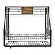 preview thumbnail 4 of 17, Metal Twin over Full Bunk Bed with Trundle, 2-Side Ladder and Full-Length Guardrail, Large Under Bed Storage, Black & Brown