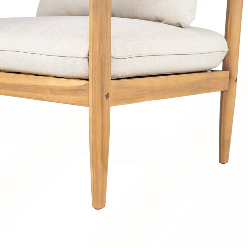 Outdoor Acacia Wood Lounge Chair Set of 2