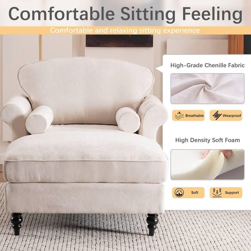 43.3" Chenille Upholstered Sofa Lounge Chair
