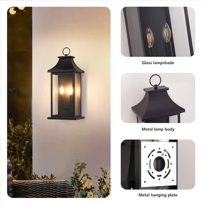 Outdoor Black Wall Lantern Sconce Light