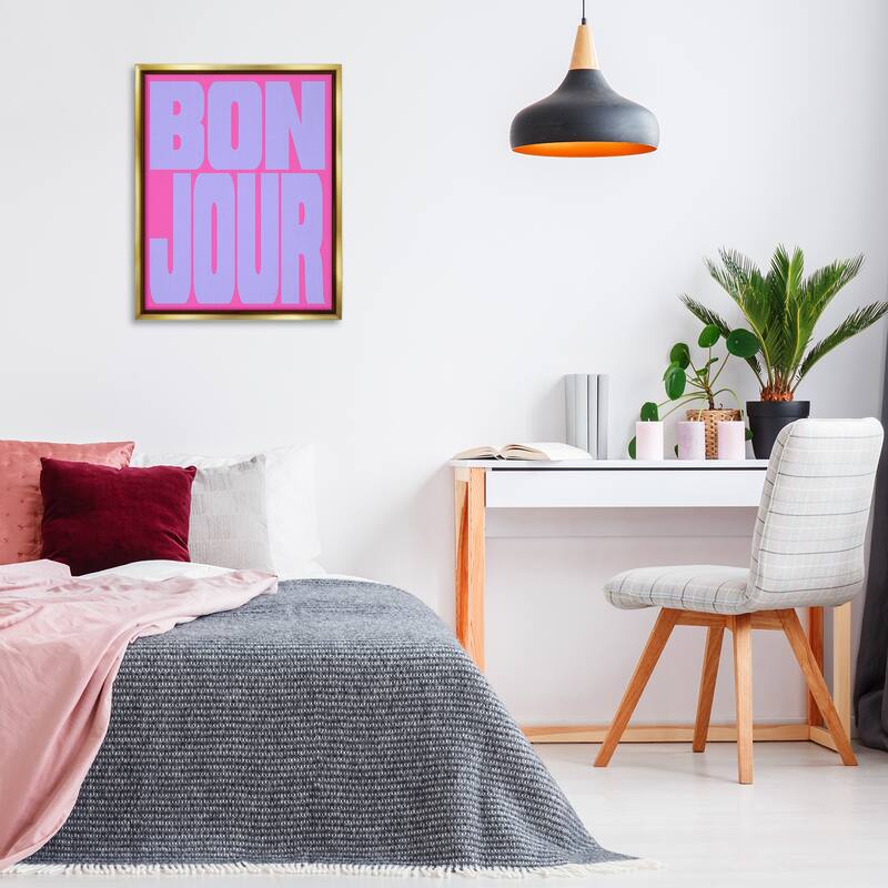 Stupell Bonjour Pink & Blue Framed Floater Canvas Wall Art Design By House of Lulu