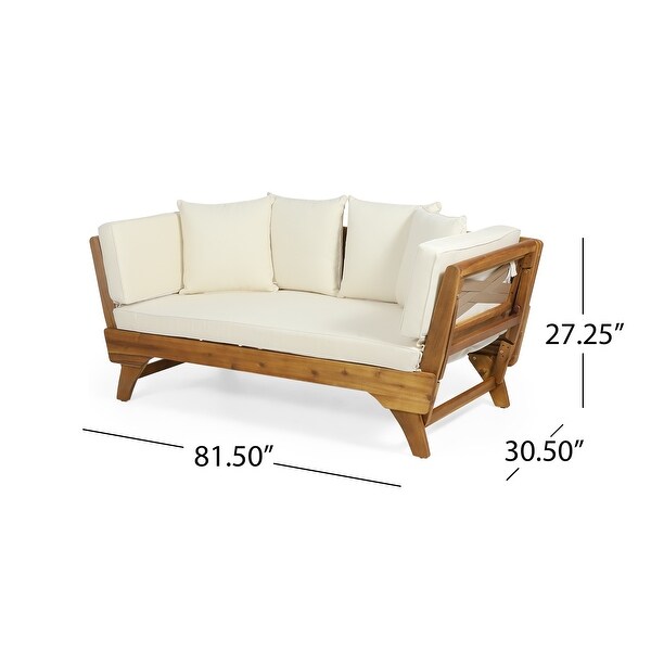 Serene Outdoor Acacia Wood Expandable Daybed with Water Resistant Cushions by Christopher Knight Home