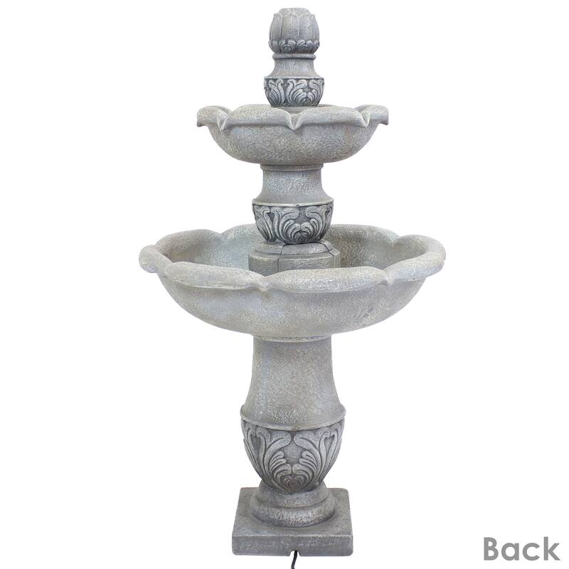 French Garden-Inspired 2-Tier Outdoor Water Fountain - Dusty Gray - 50"