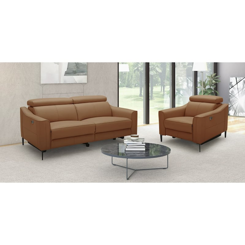 Divani Casa Eden Modern Camel Leather Sofa With 2 Recliners