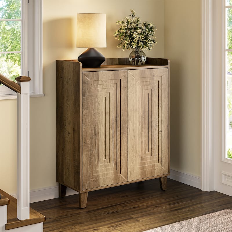 5-Tier Wooden Shoe Cabinet with Doors