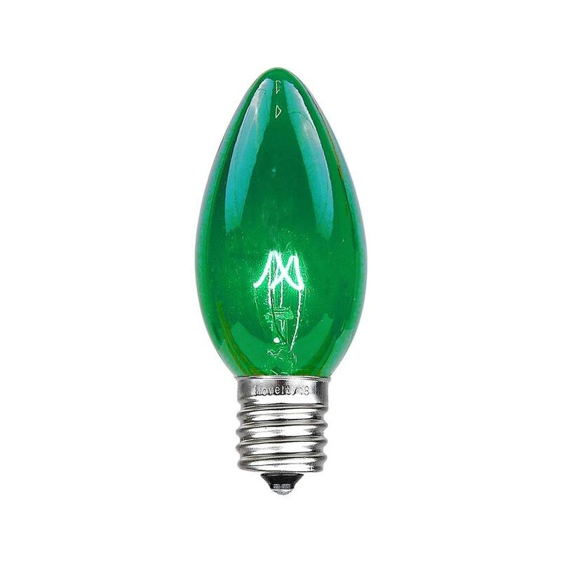 25 Pack C9 Outdoor Christmas Replacement Bulbs, E17/C9 Intermediate Base - Medium - Green