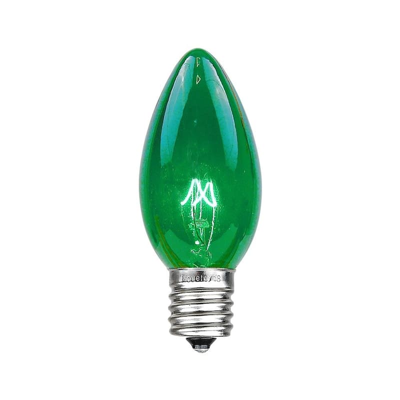 25 Pack C9 Twinkle Outdoor Christmas Replacement Bulbs, C9/E17 Base - Green