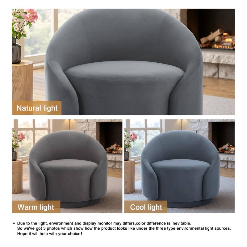 Modern Upholstered Swivel Barrel Chair Accent Lounge Chair