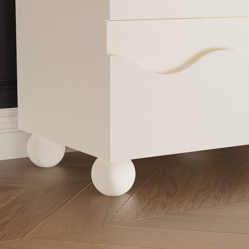 Wave Front 2 Drawers Nightstand Accent End Table Bedside Table