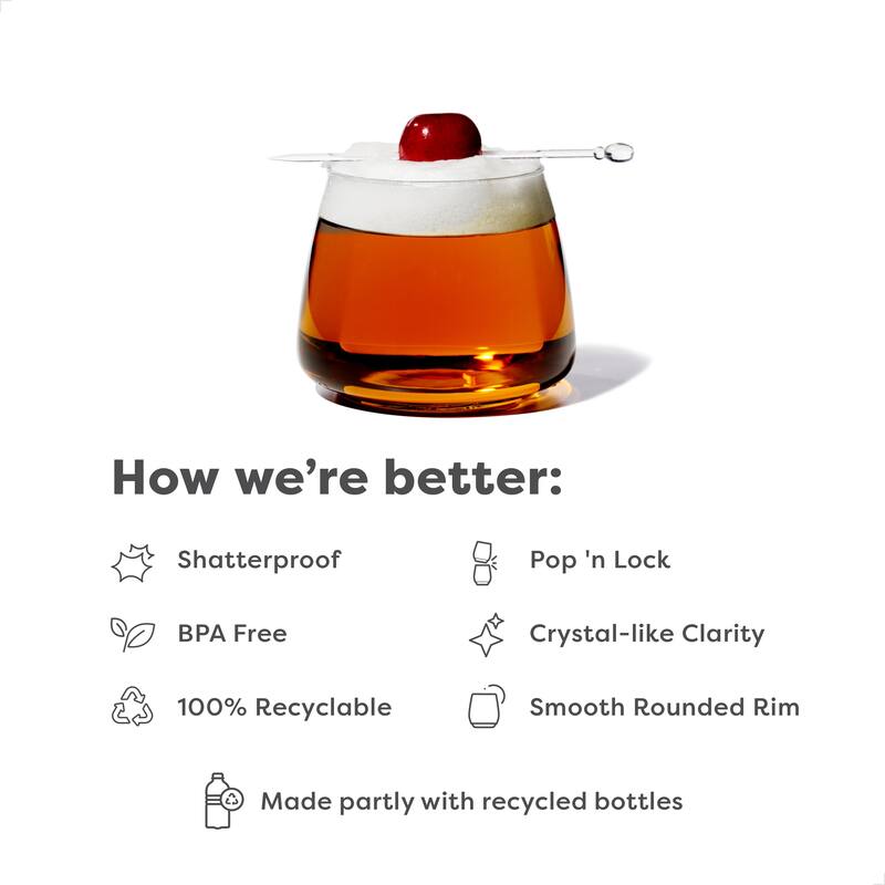 TOSSWARE POP 12oz Rocks SET OF 252, Recyclable, Unbreakable & Crystal Clear Plastic Cocktail
