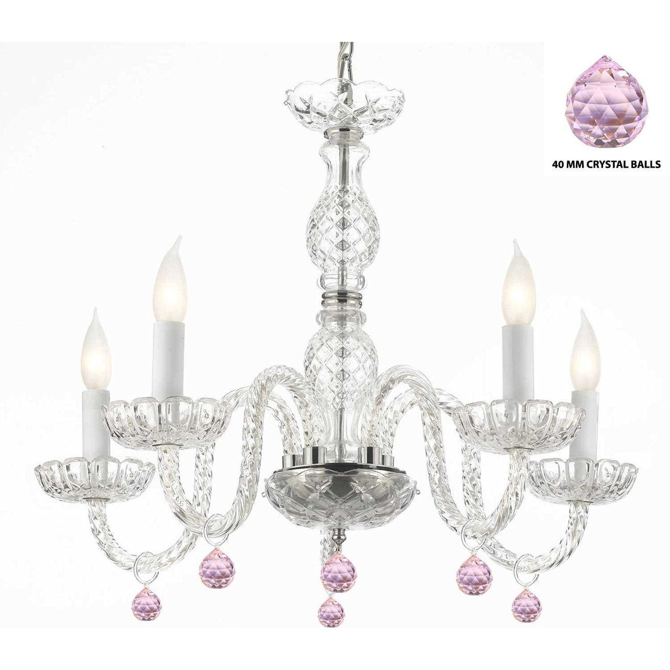 Murano Venetian Style Chandelier Lighting With Pink Crystal Balls - Chandeliers For Bedrooms by Overstock.com