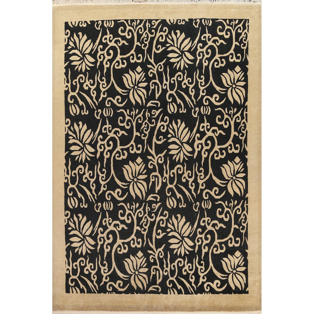 Vegetable Dye Oriental Nepalese Area Rug Hand-knotted Wool Carpet - 8'1" x 10'2"