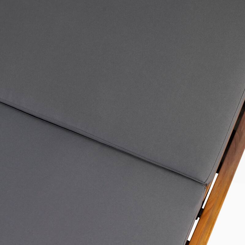 Christopher Knight Home - Outdoor Acacia Wood Chaise Lounge with Ergonomic 3-Fold Water-Repellent Cushion - 79.6"L