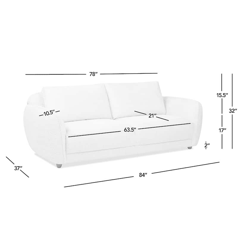 Sharon 84" Chenille Upholstered Puffy Flange Arm Sofa