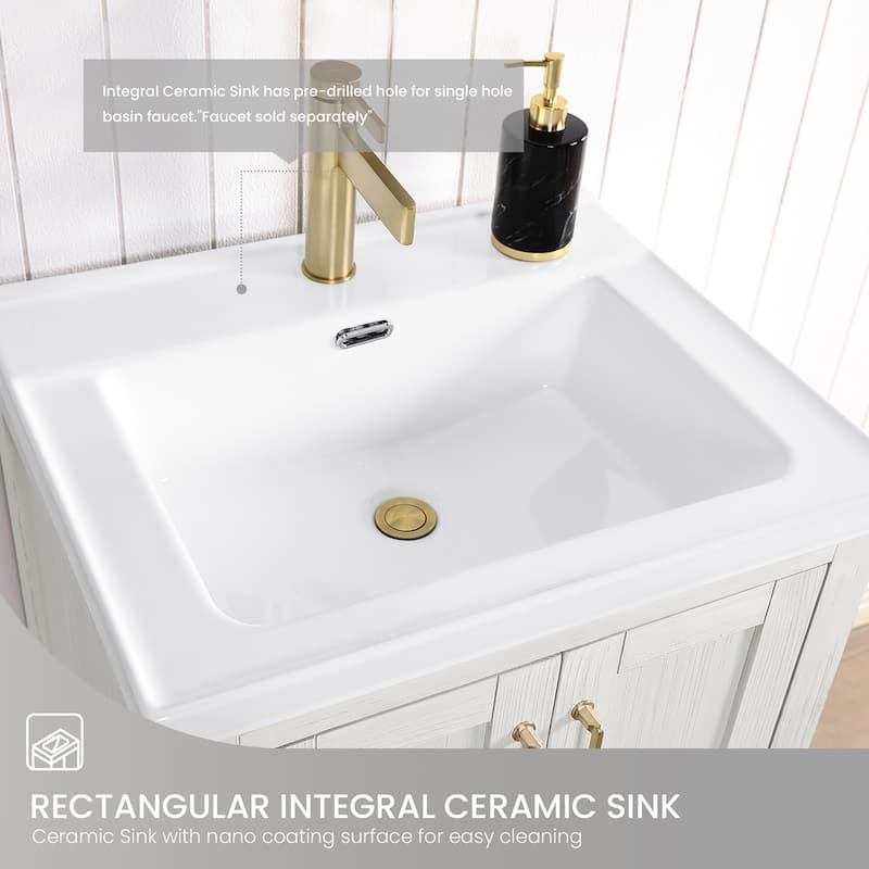 Gela Single Bath Vanity with Ceramic Basin Top without Mirror