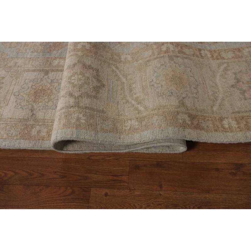 Vegetable Dye Oushak Turkish Rug Hand-Knotted Blue Wool Carpet - 8'11"x 11'8"