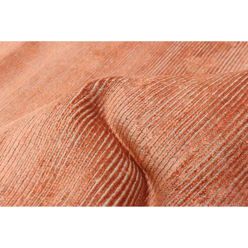 ECARPETGALLERY Hand Loomed Shimmer Copper Viscose Rug - 5'6 x 8'0
