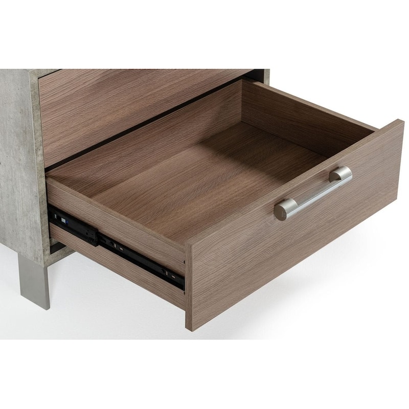 Nova Domus Boston Modern Brown Oak & Brushed Stainless Steel Nightstand