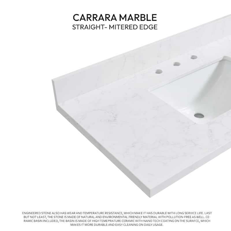 Jaen Composite Stone Vanity Top with White Rectangular Sink