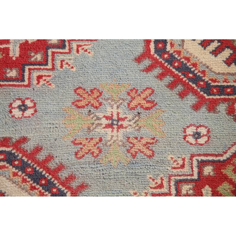 Light Blue Kazak Rug Hand-Knotted Wool Carpet - 4'11" x 6'6"