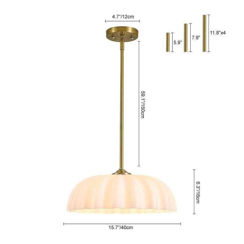 Chic Modern 1-Light Shell Scalloped Glass Single Pendant - 15.7 in