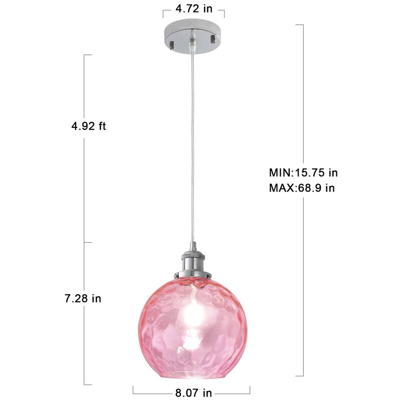 1-Light Semi Flush Mount Chandelier, Unique Single-Globe Pendant Light for Kitchen Island Living Dining Room Bedroom Study