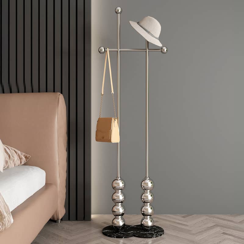 Metal Freestanding Coat Rack with Heavy Duty Marble Base - 70"H x 19.7"W (top) × 17.7"(base) x 9.8"D